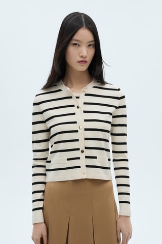 Cardigan maille rayures - Noir