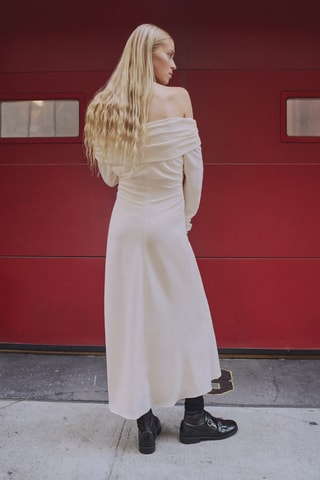 Robe drapée épaules dénudées - Blanc