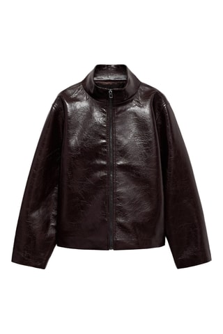 Veste texturée col montant - Marron
