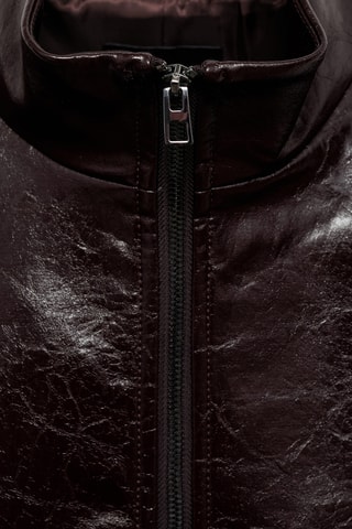 Veste texturée col montant - Marron