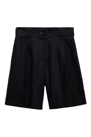 Bermuda lin ceinture - Noir