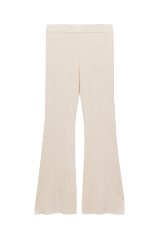 Pantalon flare maille côtelée - Écru