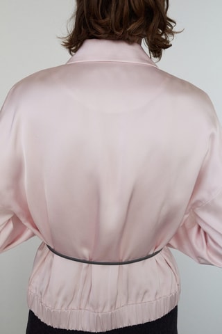 Veste satinée zippée - Rose clair