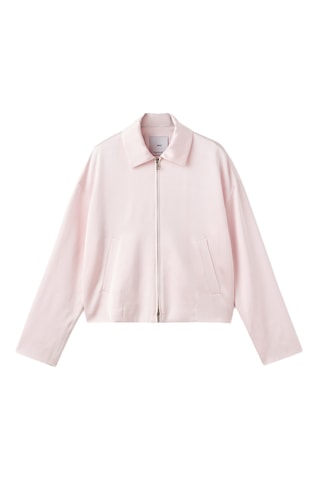 Veste satinée zippée - Rose clair