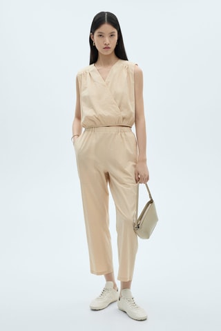 Pantalon crop coton - Beige
