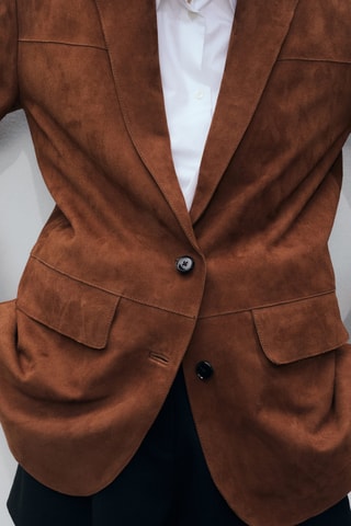 Blazer droit daim - Marron