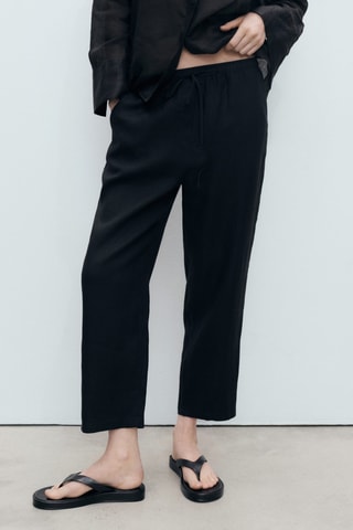 Pantalon droit lin - Noir