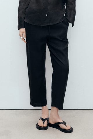 Pantalon droit lin - Noir