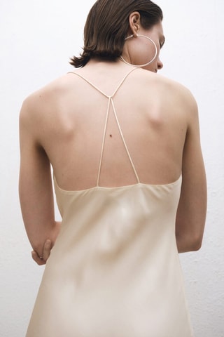 Robe soie encolure drapée - Écru