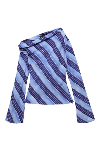 Blouse asymétrique rayures - Ciel