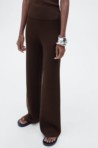 Pantalon droit maille - Marron