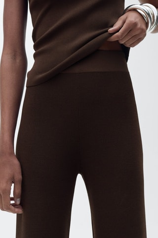 Pantalon droit maille - Marron