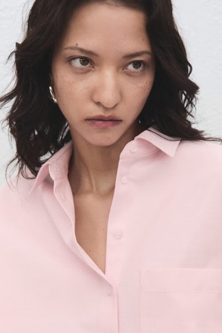 Chemise oversize poches - Rose clair