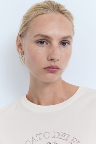 T-shirt en coton imprimé - Écru