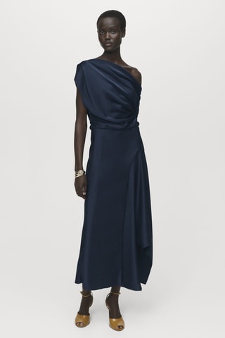 Robe satinée asymétrique - Bleu