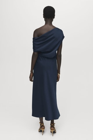 Robe satinée asymétrique - Bleu