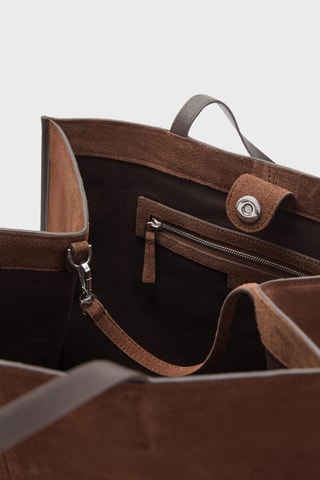 Sac cabas cuir suédé - Marron