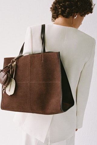 Sac cabas cuir suédé - Marron