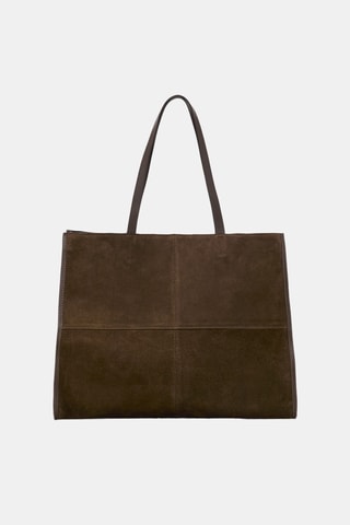 Sac cabas cuir suédé - Kaki