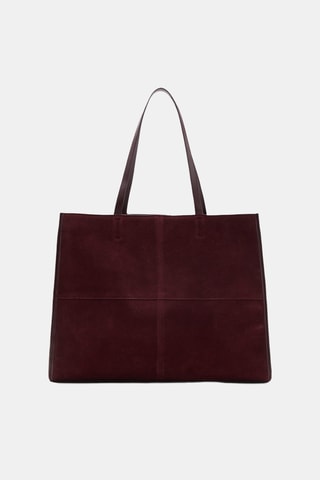 Sac cabas cuir suédé - Bordeaux