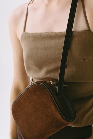 Sac bandoulière cuir suédé - Marron