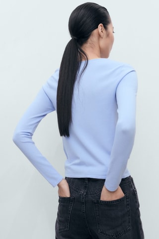 Pull-over maille fine manches longues - Ciel