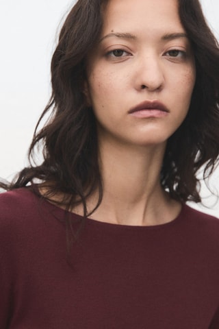 Pull-over maille fine manches longues - Bordeaux