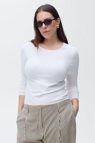 Pantalón rayas textura - Crudo