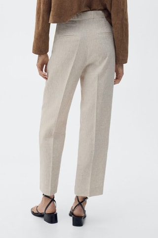 Pantalón lino pinzas - Beige