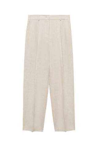 Pantalón lino pinzas - Beige
