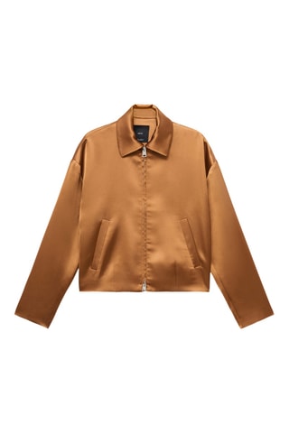Veste satinée poches - Marron