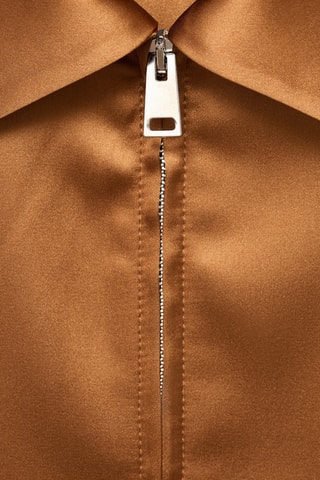 Veste satinée poches - Marron