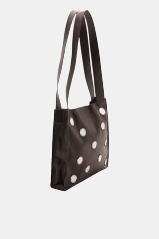 Sac en cuir à double anse et miroirs - Marron