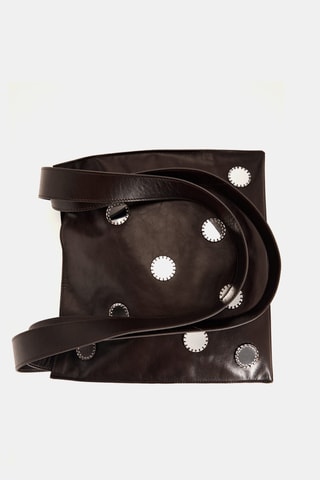 Sac en cuir à double anse et miroirs - Marron