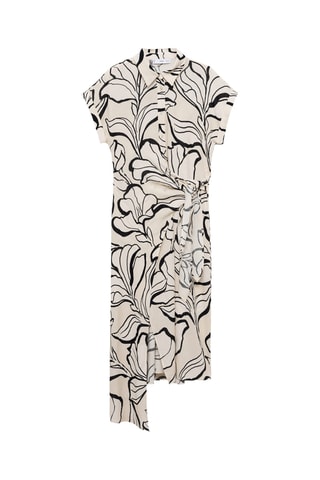 Robe imprimée détail nœud - Écru