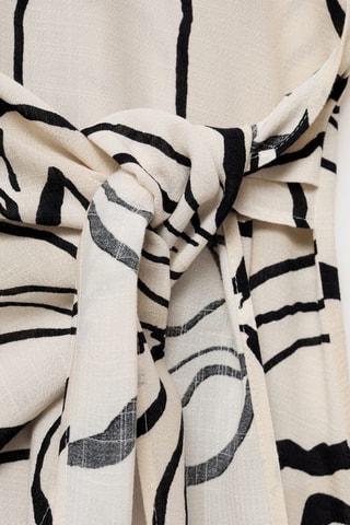 Robe imprimée détail nœud - Écru