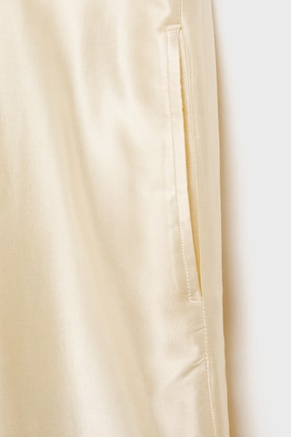 Pantalon wideleg bas brodé - Écru