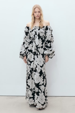Robe bustier à fleurs - Noir