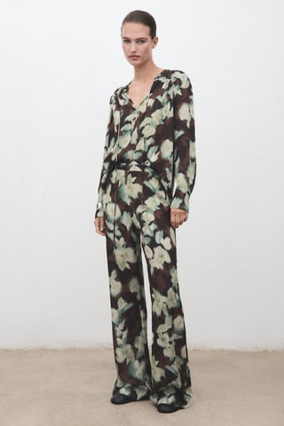 Blouse col en V à nœud - Vert