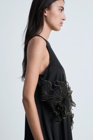 Robe satinée maxi - Noir