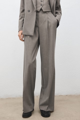 Pantalón recto traje mezcla de lana - Gris