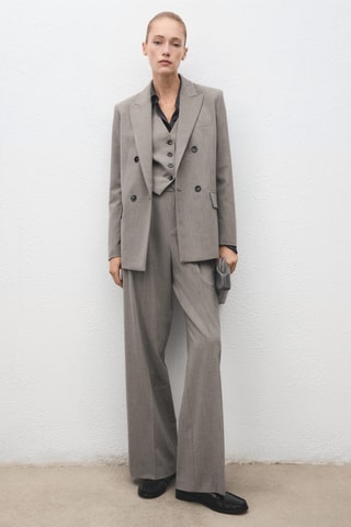 Pantalón recto traje mezcla de lana - Gris