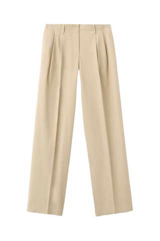 Pantalon denim droit à pinces - Beige