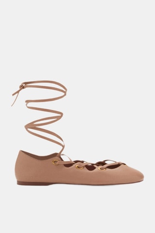 Ballerines cuir lanières croisées - Nude