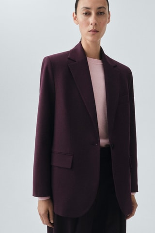 Blazer costume laine mélangée - Rouge