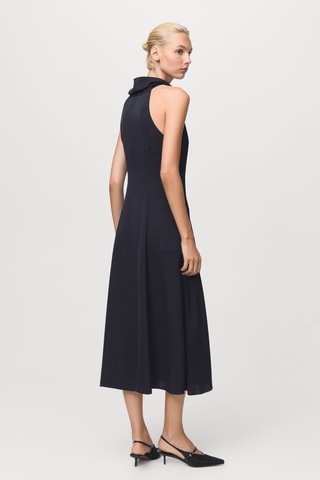 Robe col drapé ouverte - Bleu marine