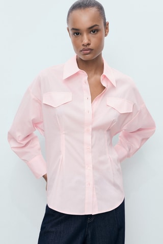 Chemise pinces à poches - Rose