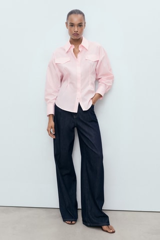 Chemise pinces à poches - Rose