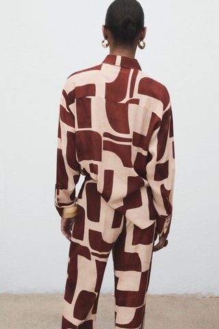 Chemise à imprimé géométrique - Écru