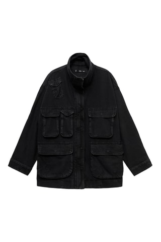 Parka jean oversize avec poches - Noir